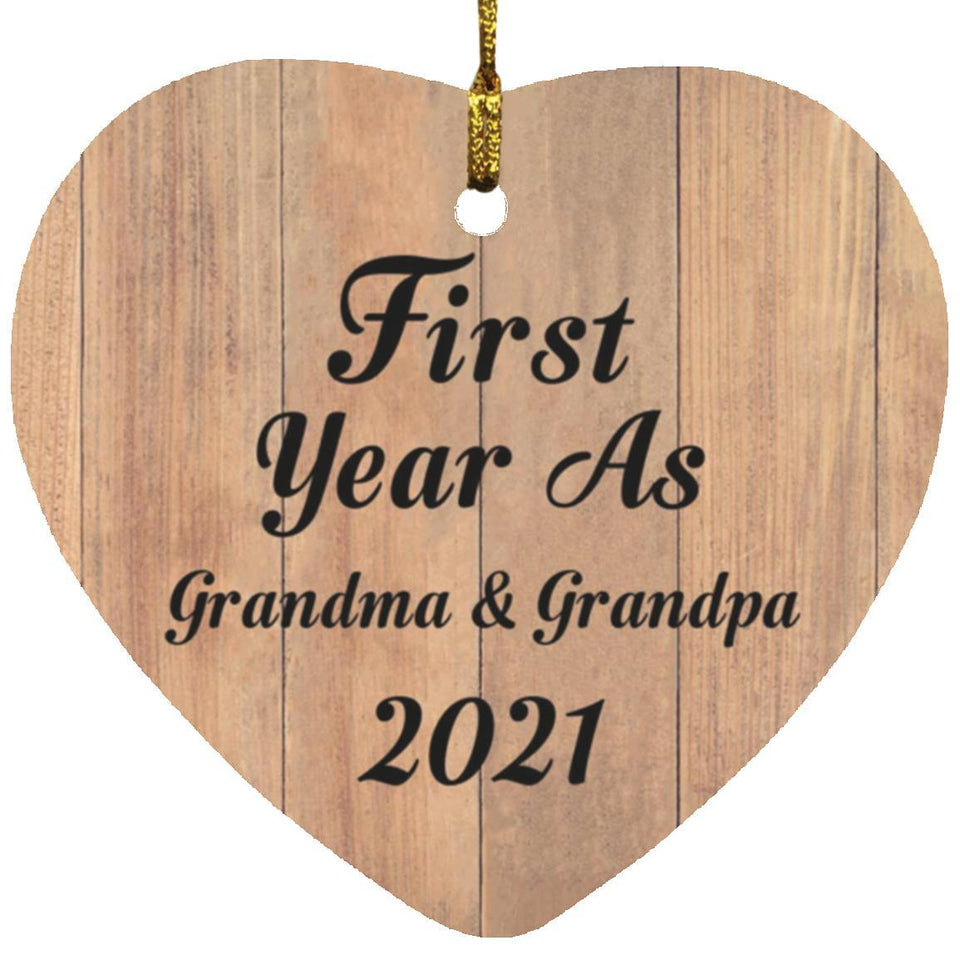 First Year As Grandma & Grandpa 2021 - Heart Ornament C