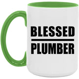 Blessed Plumber - 15oz Accent Mug Green