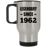 62nd Birthday Legendary Since 1962 - Silver Travel Mug