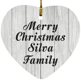 Merry Christmas Silva Family - Heart Ornament F
