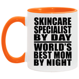 Skincare Specialist By Day World's Best Mom By Night - 11oz Accent Mug Orange