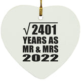 49th Anniversary Square Root of 2401 Years As Mr & Mrs 2022 - Heart Ornament