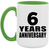 6th Anniversary 6 Years Anniversary - 15oz Accent Mug Green