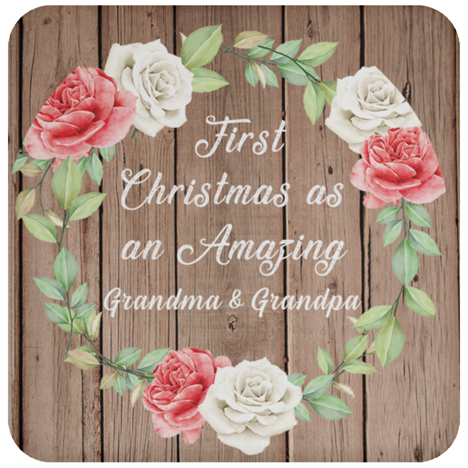 First Christmas As an Amazing Grandma & Grandpa - Drink Coaster B