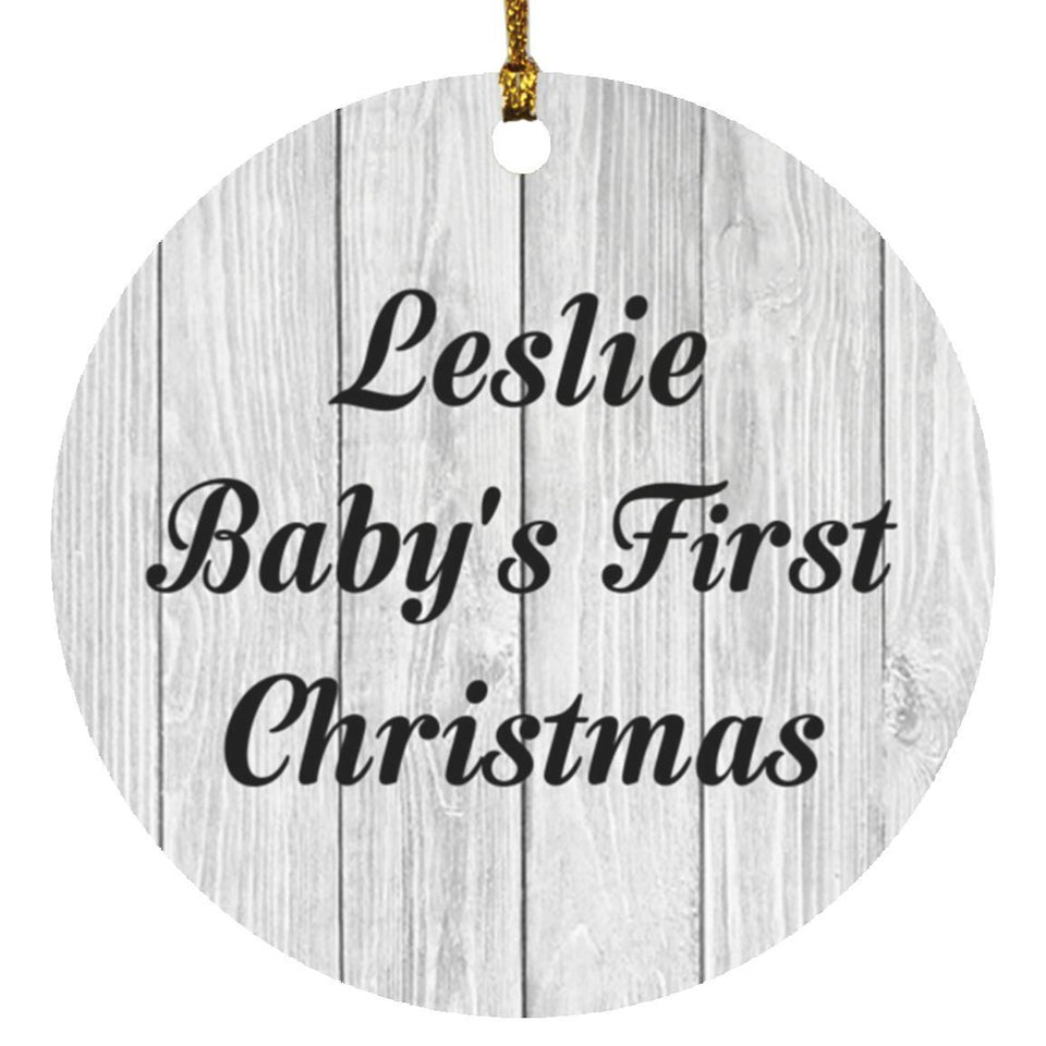 Leslie Baby's First Christmas - Circle Ornament F