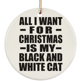 All I Want For Christmas Is My Black And White Cat - Circle Ornament