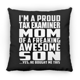 Proud Tax Examiner Mom Of Awesome Son - Throw Pillow Black
