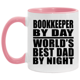 Bookkeeper By Day World's Best Dad By Night - 11oz Accent Mug Pink