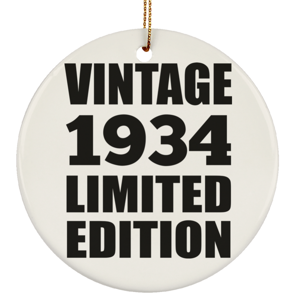 90th Birthday Vintage 1934 Limited Edition - Circle Ornament