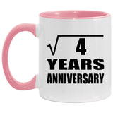 2nd Anniversary Square Root of 4 Years Anniversary - 11oz Accent Mug Pink