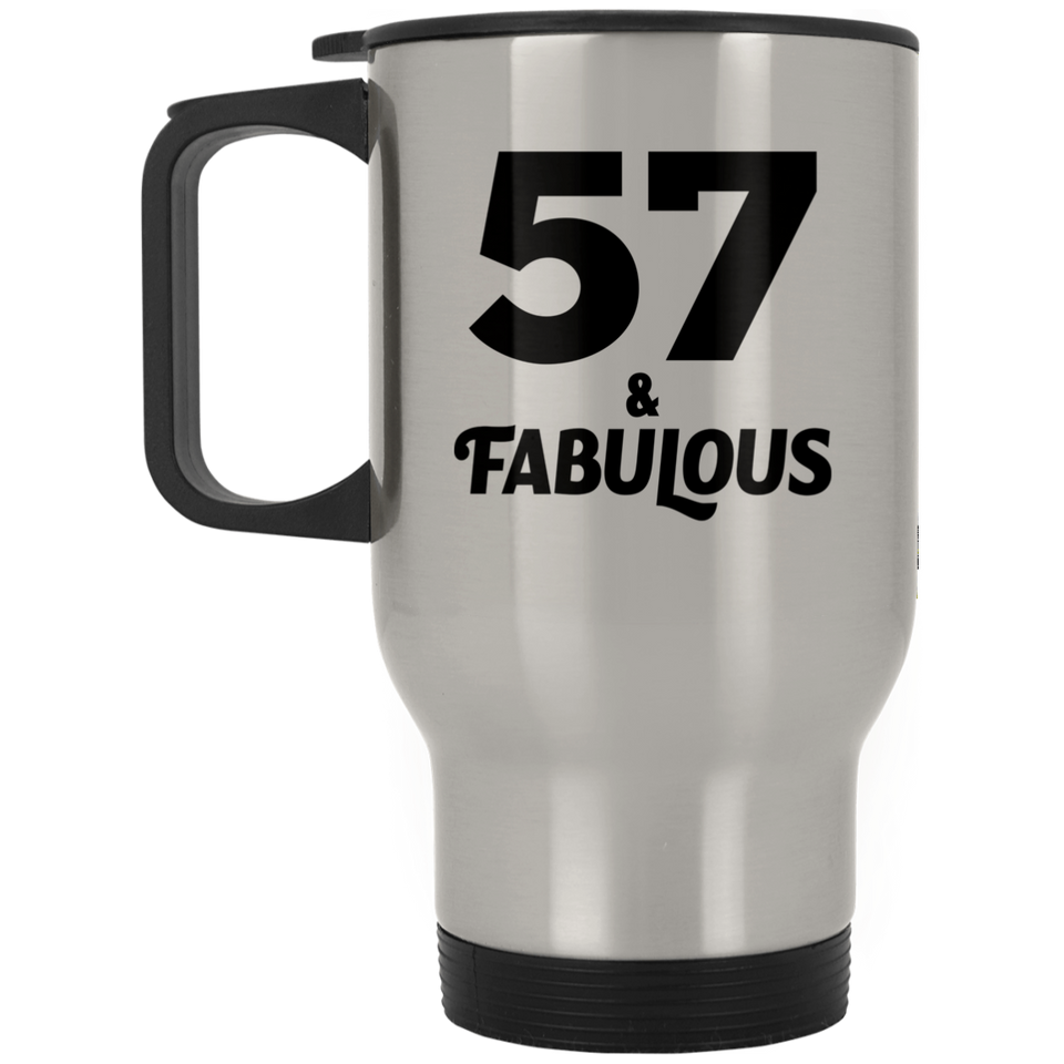 57th Birthday 57 & Fabulous - Silver Travel Mug
