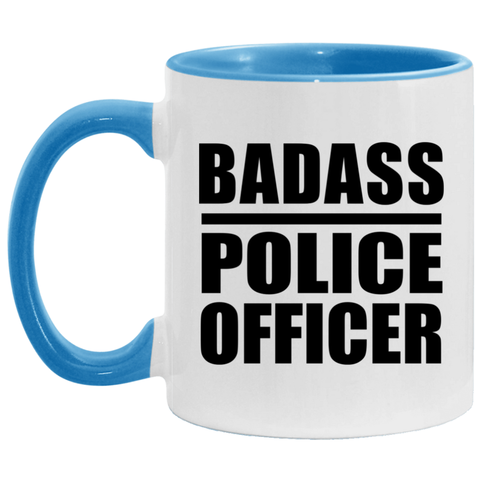 Badass Police Officer - 11oz Accent Mug Blue