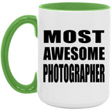 Most Awesome Photographer - 15oz Accent Mug Green