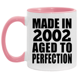 22nd Birthday Made In 2002 Aged to Perfection - 11oz Accent Mug Pink