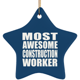 Most Awesome Construction Worker - Star Ornament
