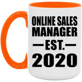Online Sales Manager Established EST. 2020 - 15oz Accent Mug Orange