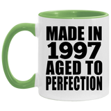 27th Birthday Made In 1997 Aged to Perfection - 11oz Accent Mug Green