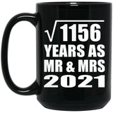 34th Anniversary Square Root of 1156 Years As Mr & Mrs 2021 - 15oz Coffee Mug Black