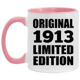111th Birthday Original 1913 Limited Edition - 11oz Accent Mug Pink