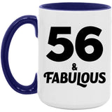 56th Birthday 56 & Fabulous - 15oz Accent Mug Purple