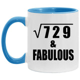 27th Birthday Square Root of 729 & Fabulous - 11oz Accent Mug Blue