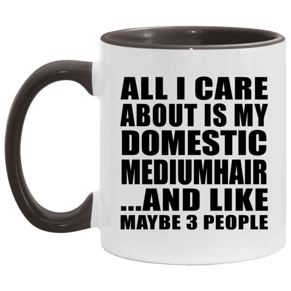 All I Care About Is My Domestic Mediumhair - 11oz Accent Mug Black