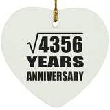 66th Anniversary Square Root of 4356 Years Anniversary - Heart Ornament