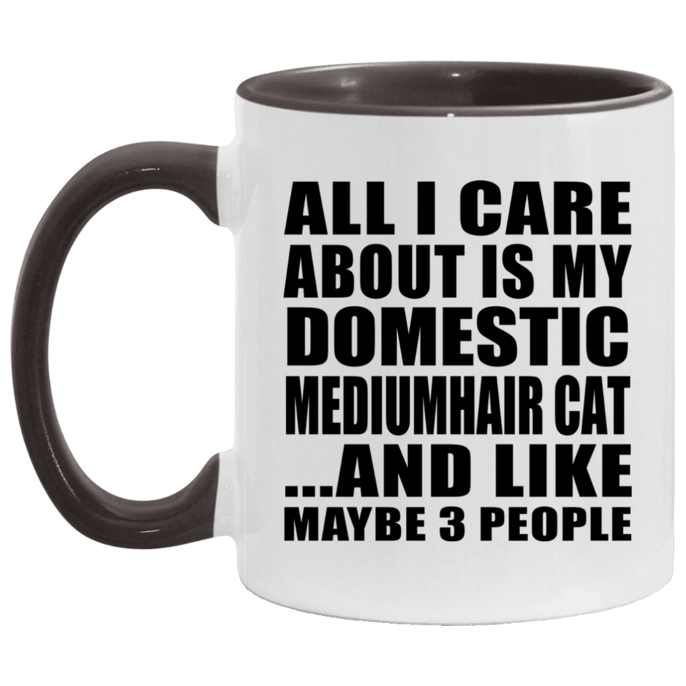 All I Care About Is My Domestic Mediumhair Cat - 11oz Accent Mug Black