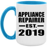 Appliance Repairer Established EST. 2019 - 15oz Accent Mug Blue