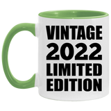 2nd Birthday Vintage 2022 Limited Edition - 11oz Accent Mug Green
