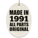 33rd Birthday Made in 1991 All Parts Original - Oval Ornament