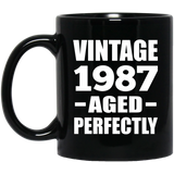 37th Birthday Vintage 1987 Aged Perfectly - 11oz Coffee Mug Black