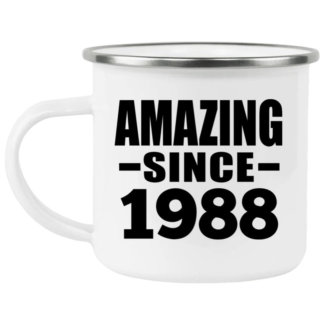 36th Birthday Amazing Since 1988 - 12oz Camping Mug
