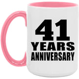 41st Anniversary 41 Years Anniversary - 15oz Accent Mug Pink