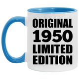 74th Birthday Original 1950 Limited Edition - 11oz Accent Mug Blue