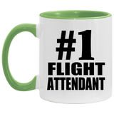 Number One #1 Flight Attendant - 11oz Accent Mug Green