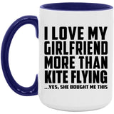 I Love My Girlfriend More Than Kite Flying - 15oz Accent Mug Purple