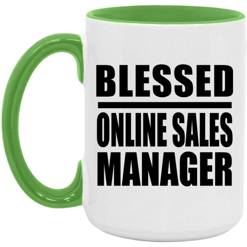 Blessed Online Sales Manager - 15oz Accent Mug Green