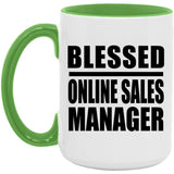 Blessed Online Sales Manager - 15oz Accent Mug Green
