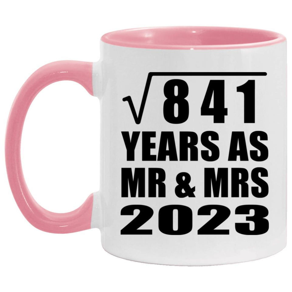 29th Anniversary Square Root of 841 Years As Mr & Mrs 2023 - 11oz Accent Mug Pink