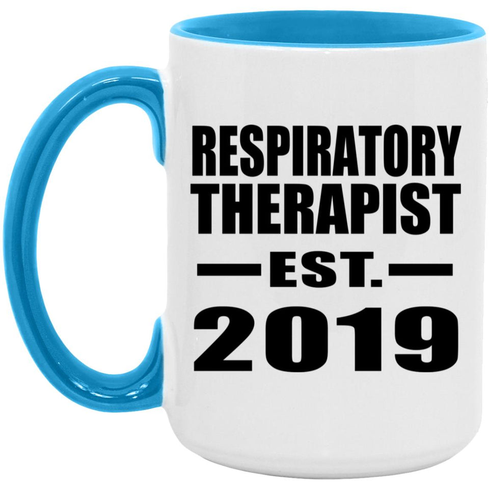 Respiratory Therapist Established EST. 2019 - 15oz Accent Mug Blue