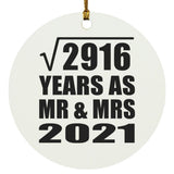 54th Anniversary Square Root of 2916 Years As Mr & Mrs 2021 - Circle Ornament