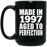 27th Birthday Made In 1997 Aged to Perfection - 15 Oz Coffee Mug Black