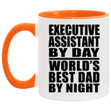 Executive Assistant By Day World's Best Dad By Night - 11oz Accent Mug Orange