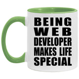 Being Web Developer Makes Life Special - 11oz Accent Mug Green
