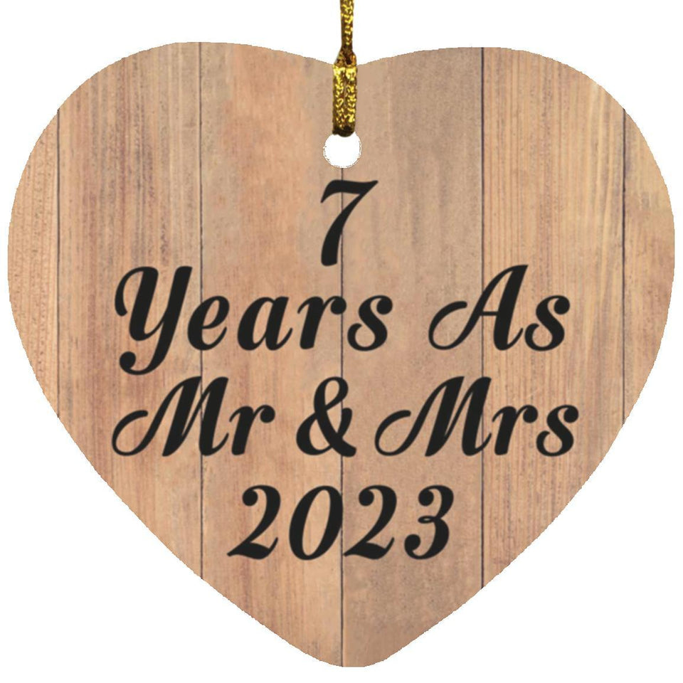 7 Years As Mr & Mrs 2023 - Heart Ornament C