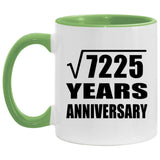 85th Anniversary Square Root of 7225 Years Anniversary - 11oz Accent Mug Green