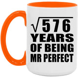 24th Anniversary Square Root of 576 Years of Mr Perfect - 15oz Accent Mug Orange