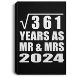 19th Anniversary Square Root of 361 Years As Mr & Mrs 2024 - Canvas Portrait