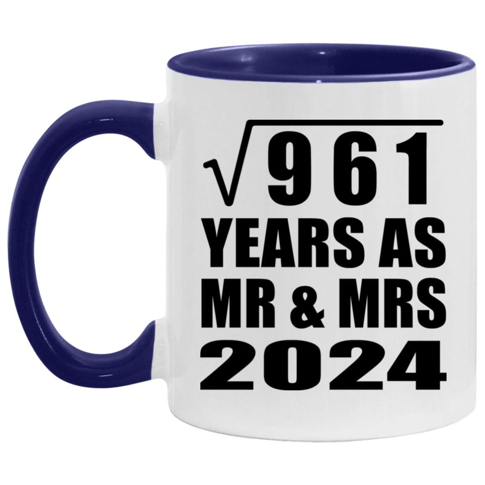 31st Anniversary Square Root of 961 Years As Mr & Mrs 2024 - 11oz Accent Mug Purple
